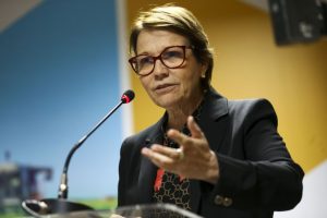 A ministra da Agricultura, Pecuária e Abastecimento, Tereza Cristina, durante o lançamento da Câmara da Cerveja.